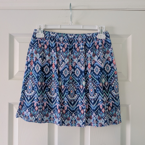 Geometric Patterned Blue Skirt - Picture 1 of 3